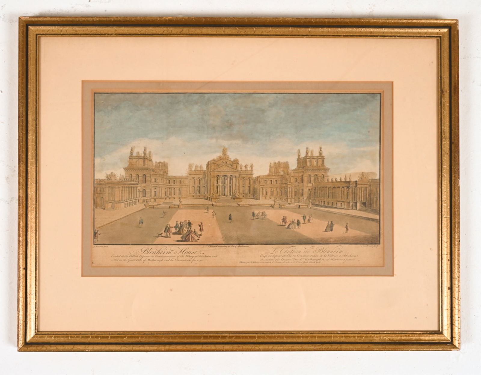 18th C. Handcolored Engraving Blenheim House Auction
