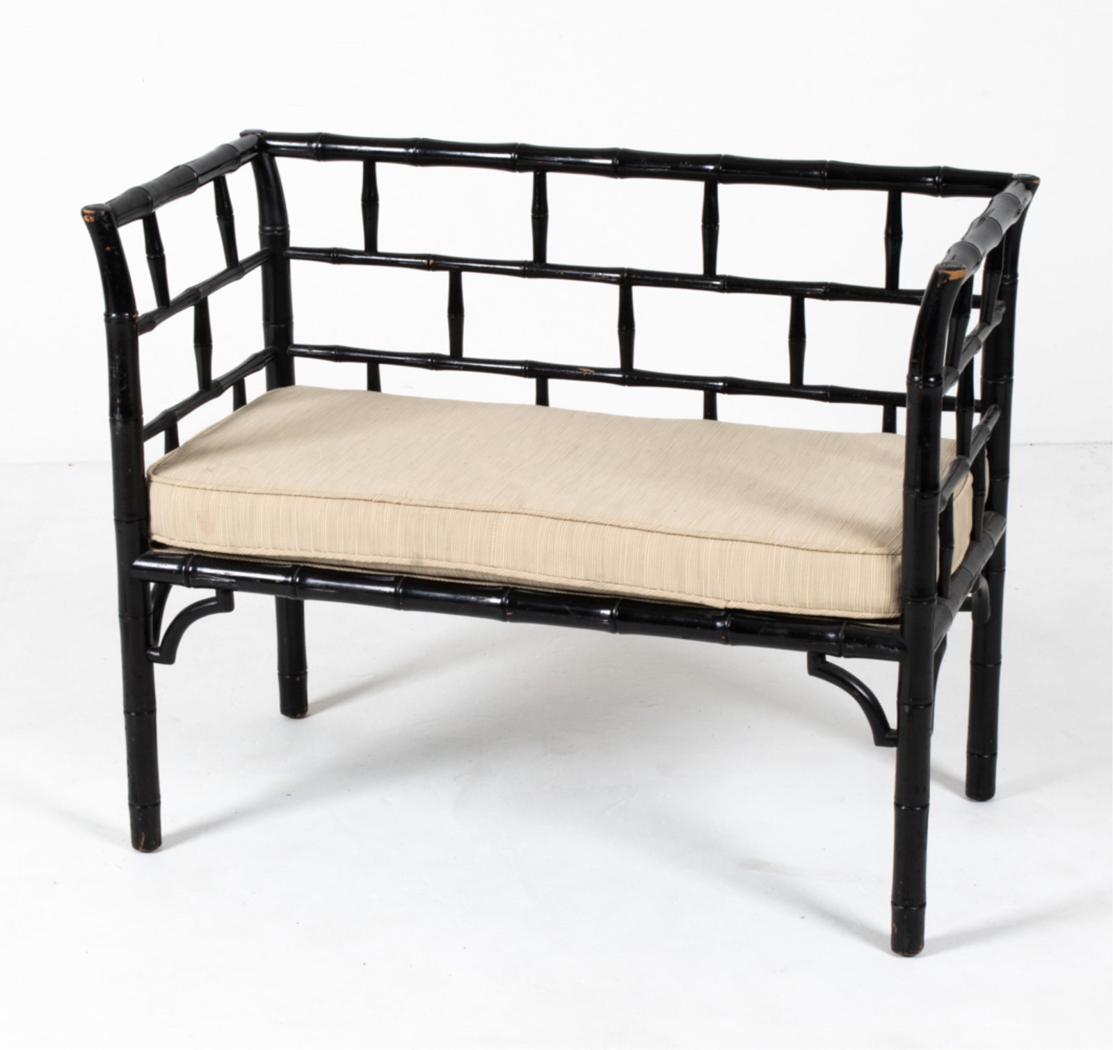 CHINOISERIE EBONIZED FAUX BAMBOO SETTEE (1 of 14)