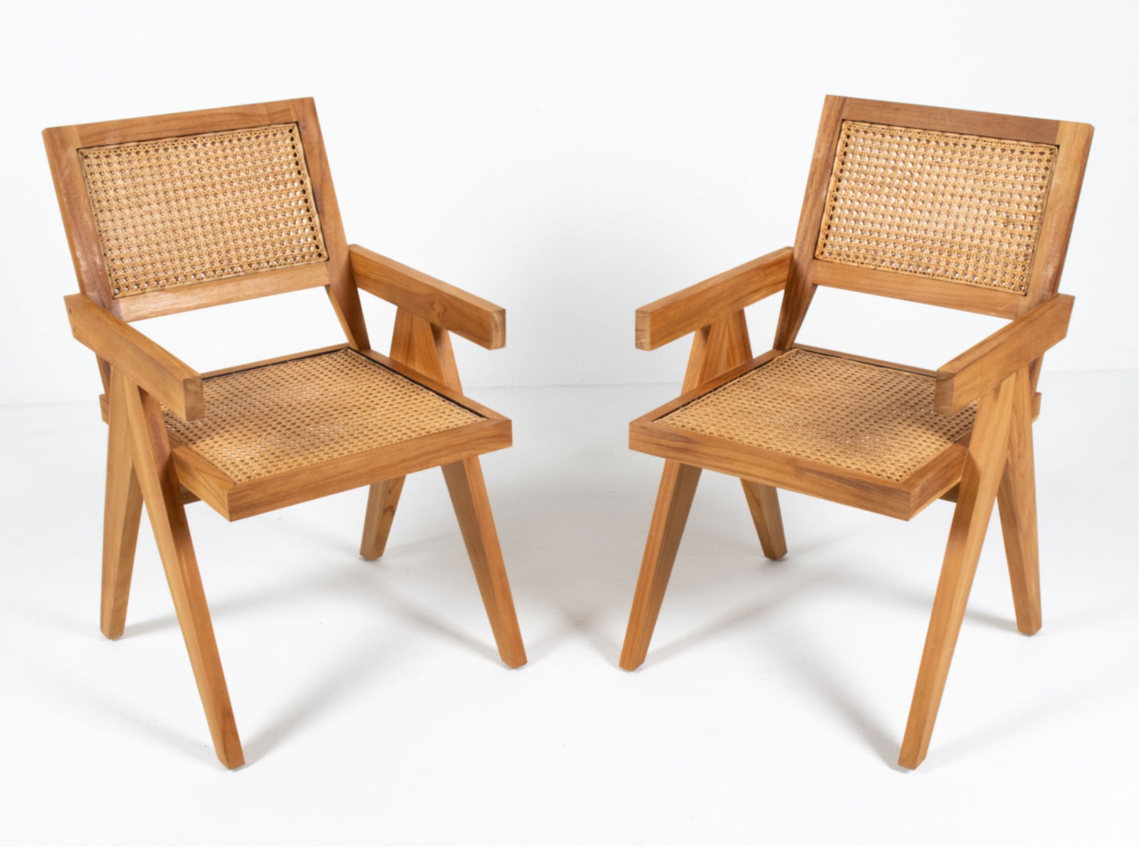 (2) AFTER PIERRE JEANNERET CANED ARMCHAIRS (1 of 12)