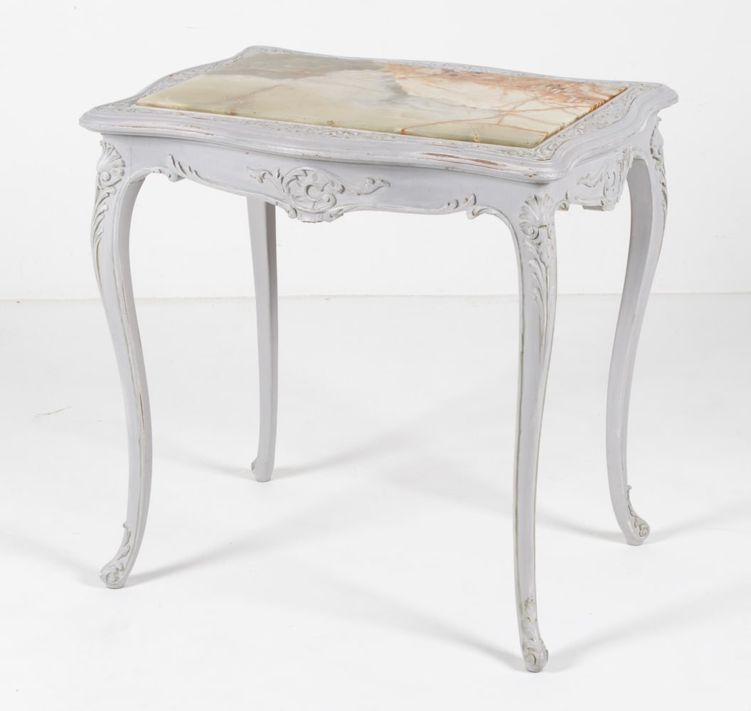 FRENCH PROVINCIAL ONYX-TOP END TABLE (1 of 15)