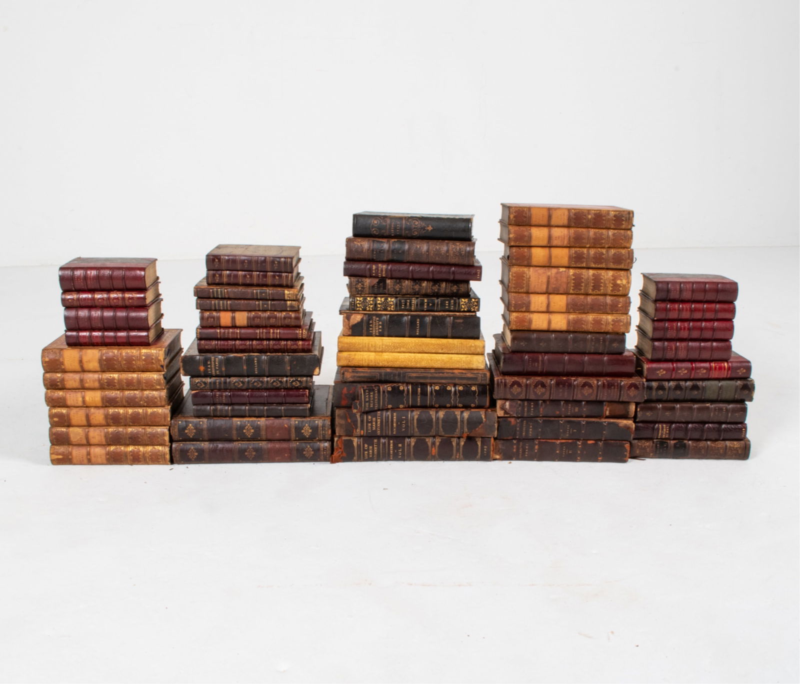 GROUPING OF ANTIQUE LEATHER-BOUND BOOKS (1 of 15)