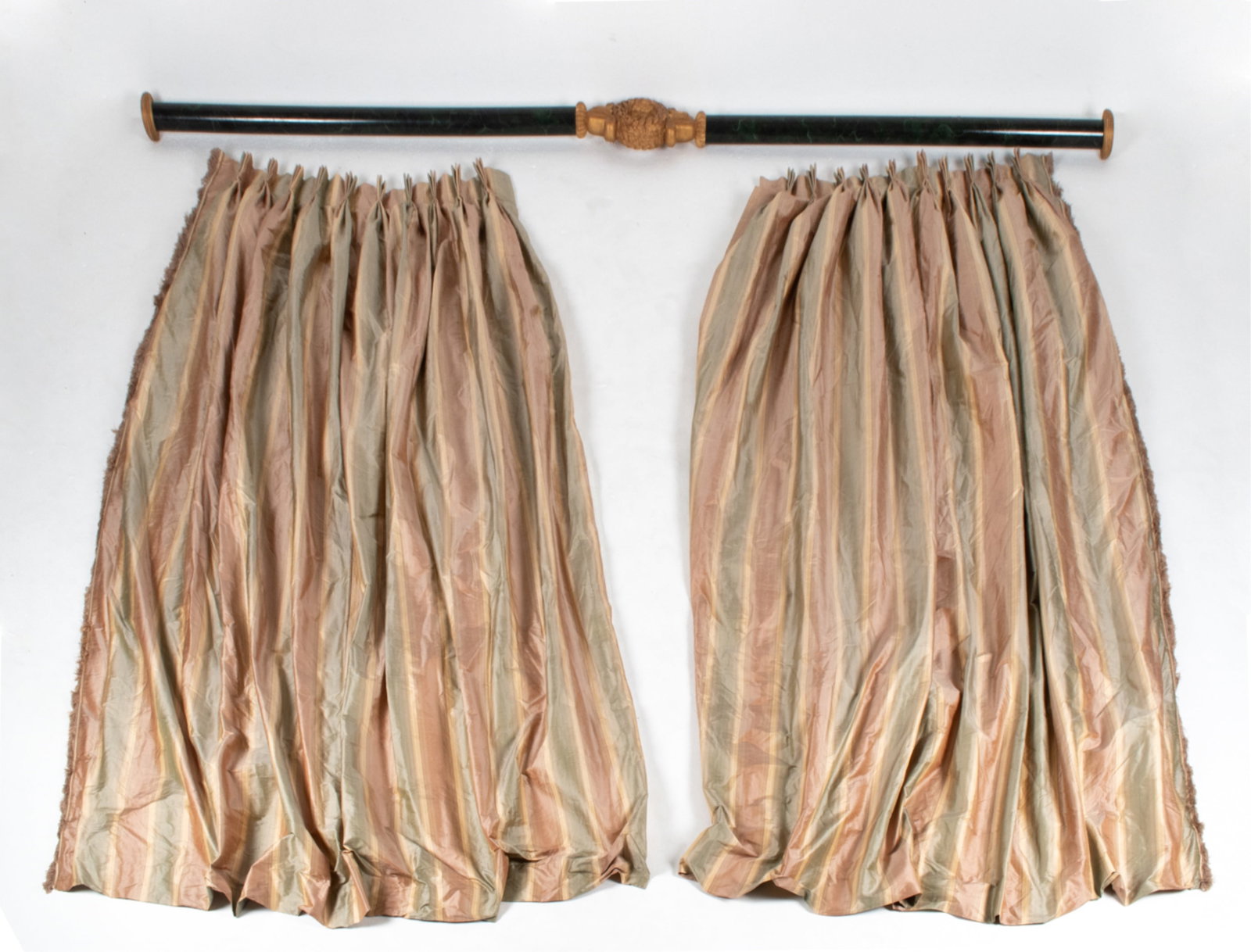 PAIR OF CUSTOM STRIPED CURTAIN PANELS W/ ROD (1 of 11)