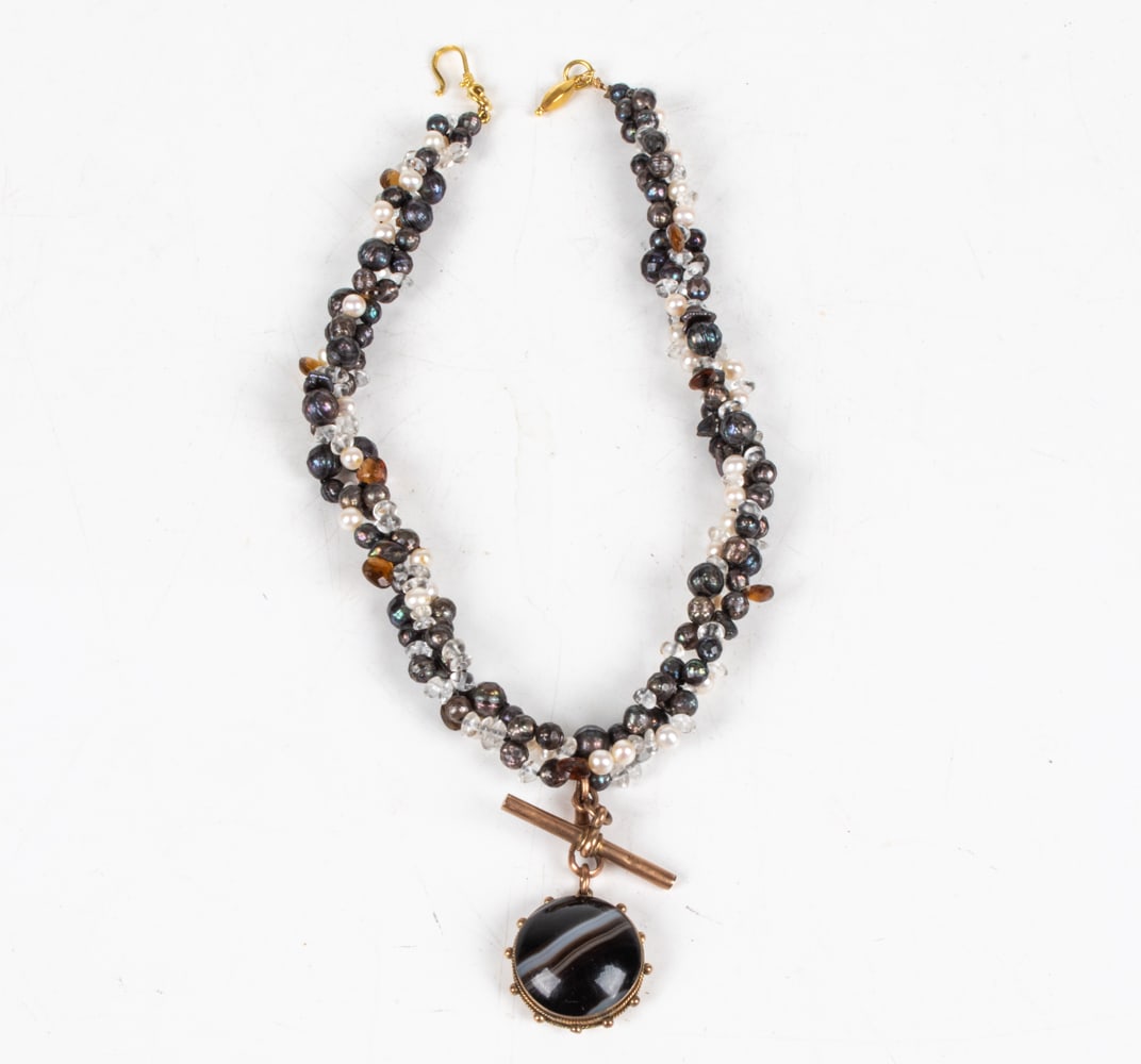FRESHWATER PEARL, AGATE & GEMSTONE NECKLACE (1 of 4)