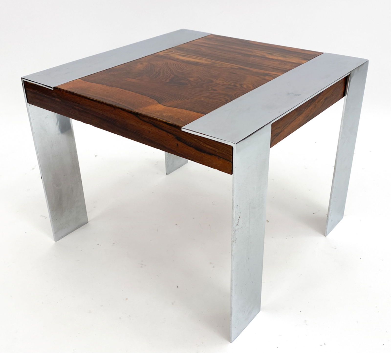MILO BAUGHMAN ROSEWOOD & CHROME SIDE TABLE (1 of 12)