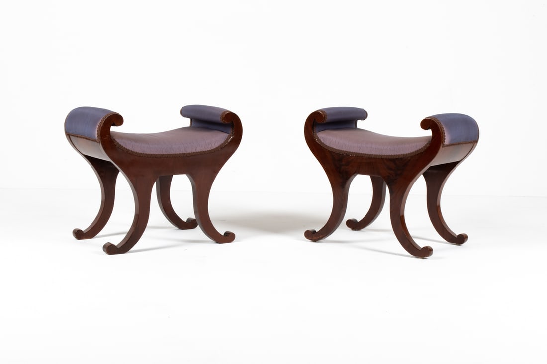 PAIR OF MAHOGANY BIEDERMEIER STYLE BENCHES (1 of 16)