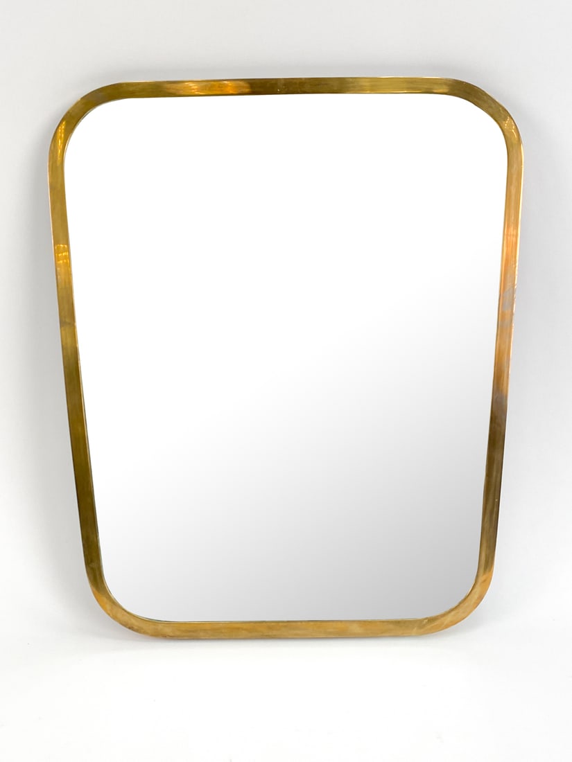 MID-CENTURY BRASS TRAPEZOID SHAPE MIRROR (1 of 5)