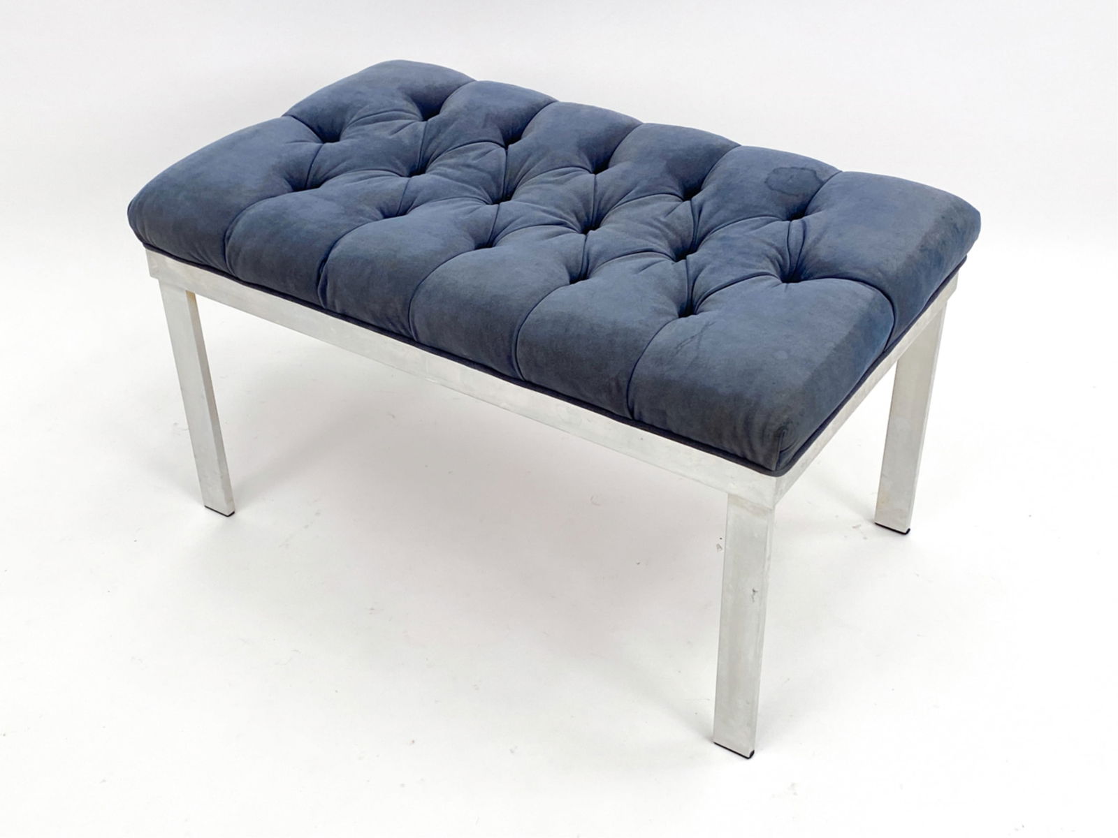 VINTAGE CHROME & BUTTON TUFTED BENCH (1 of 12)