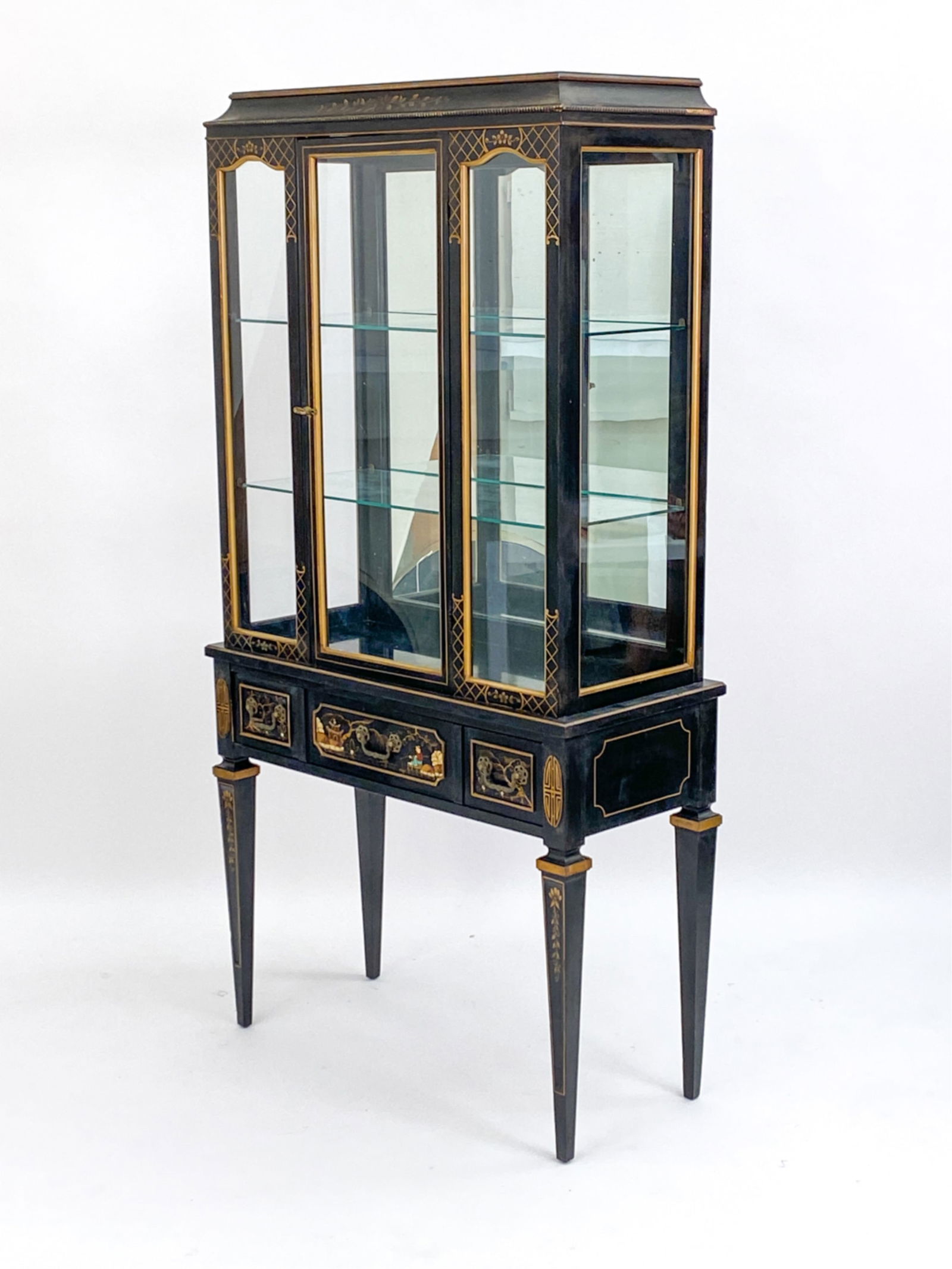 VINTAGE CHINOISERIE-STYLE VITRINE CABINET (1 of 20)