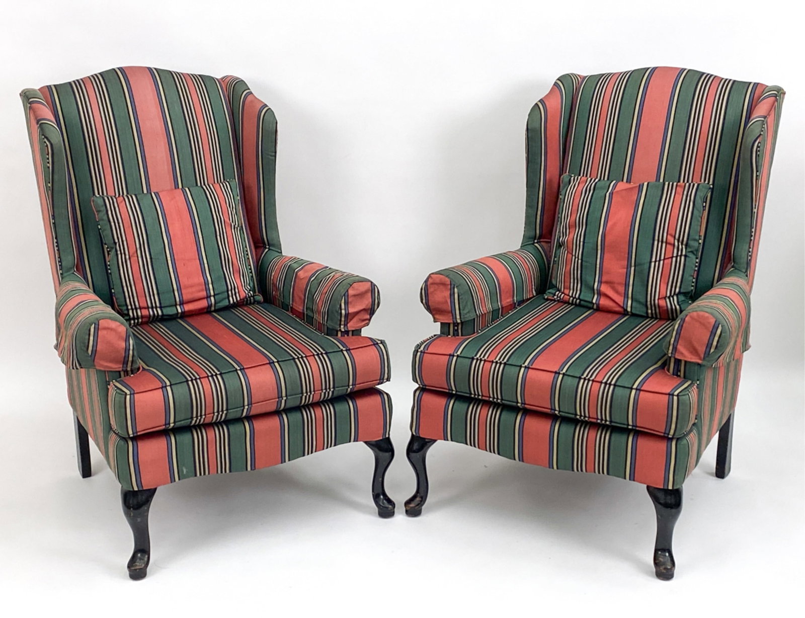 PAIR OF QUEEN ANNE-STYLE WINGBACK CHAIRS (1 of 13)