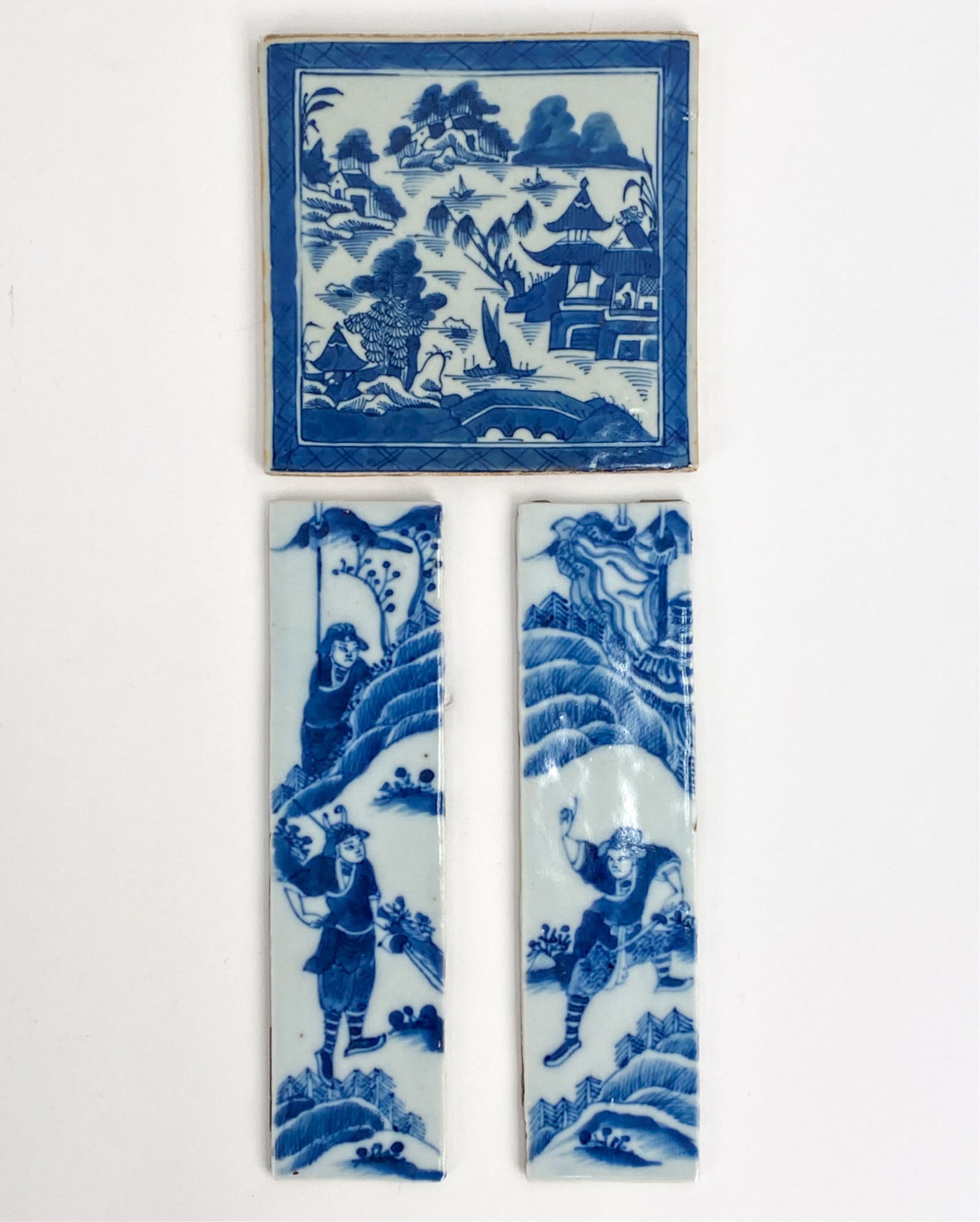 (3) CHINESE BLUE & WHITE PORCELAIN TILES (1 of 6)