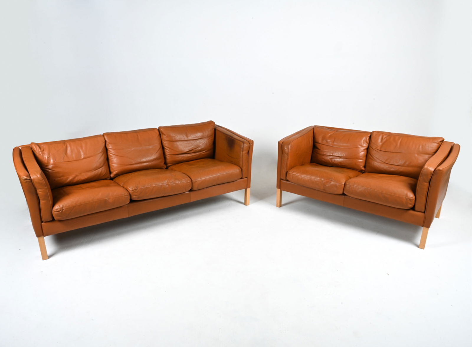 DANISH MODERN STOUBY SOFA SUITE IN BEECH & LEATHER (1 of 15)
