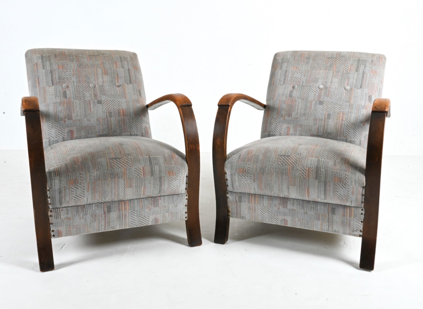 PAIR OF EUROPEAN ART DECO LOUNGE CHAIRS, C. 1940'S (1 of 16)