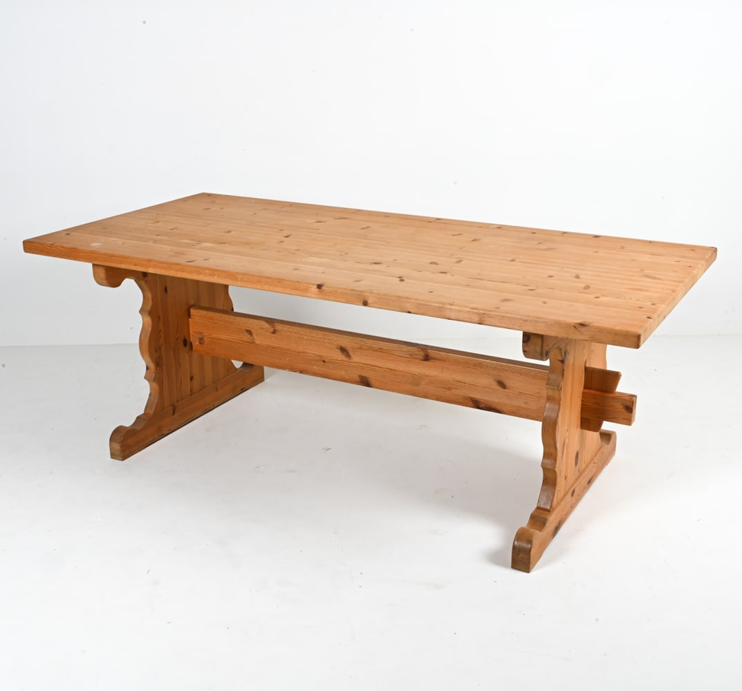 SCANDINAVIAN MODERN PINE TRESTLE DINING TABLE (1 of 14)