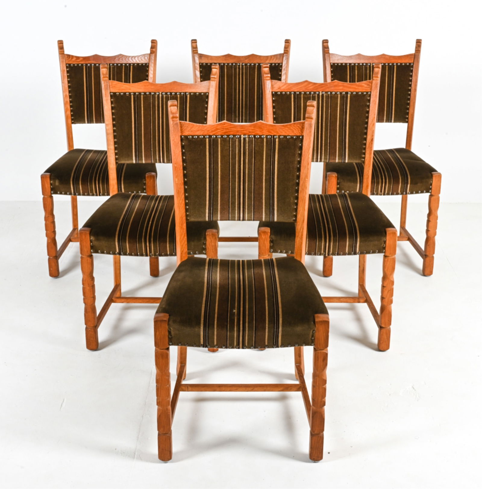 (6) MANNER OF HENNING KJAERNULF OAK DINING CHAIRS (1 of 18)