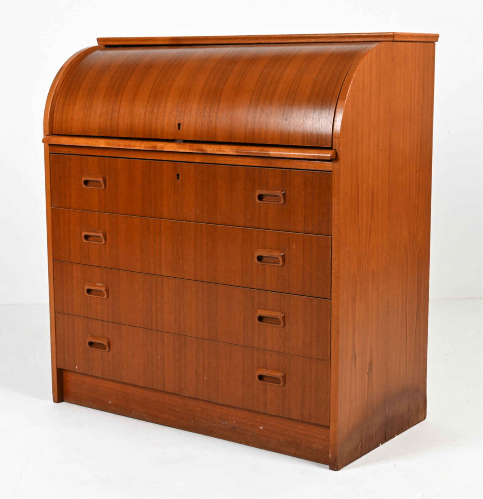 SCANDINAVIAN TEAK ROLL-TOP SECRETARY CHEST (1 of 11)