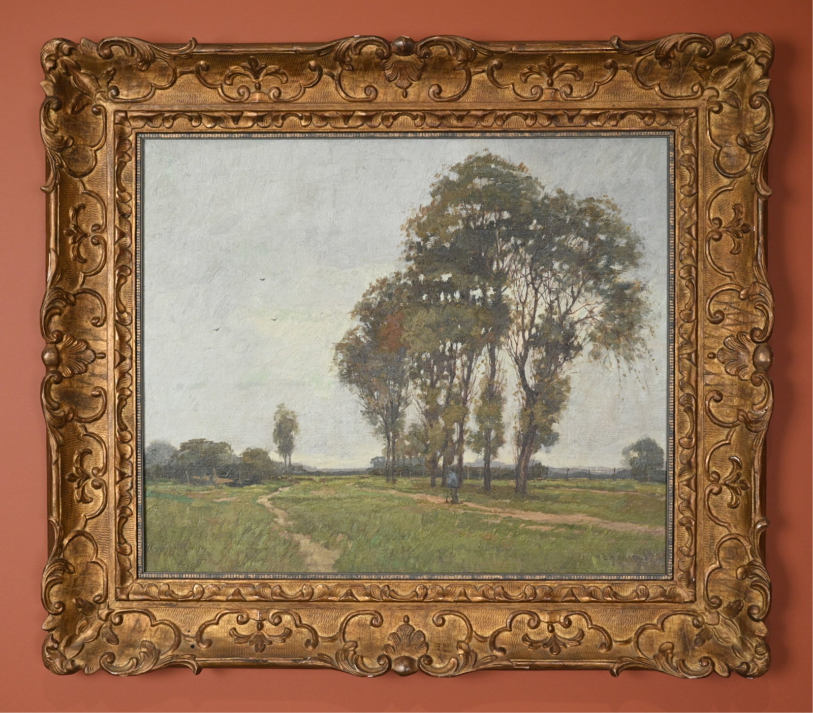 CORNELIUS ANTON BARTELS, DUTCH/US (1890-1976) O/C: Landscape with figure, signed CA Bartels lower right. Appears to be oil on canvas, laid down on board. Purchased from Anthony Scornavacco in 2002. Dimensions: (Frame) H 27" x W 30.5" (Sight) H 18.5" x