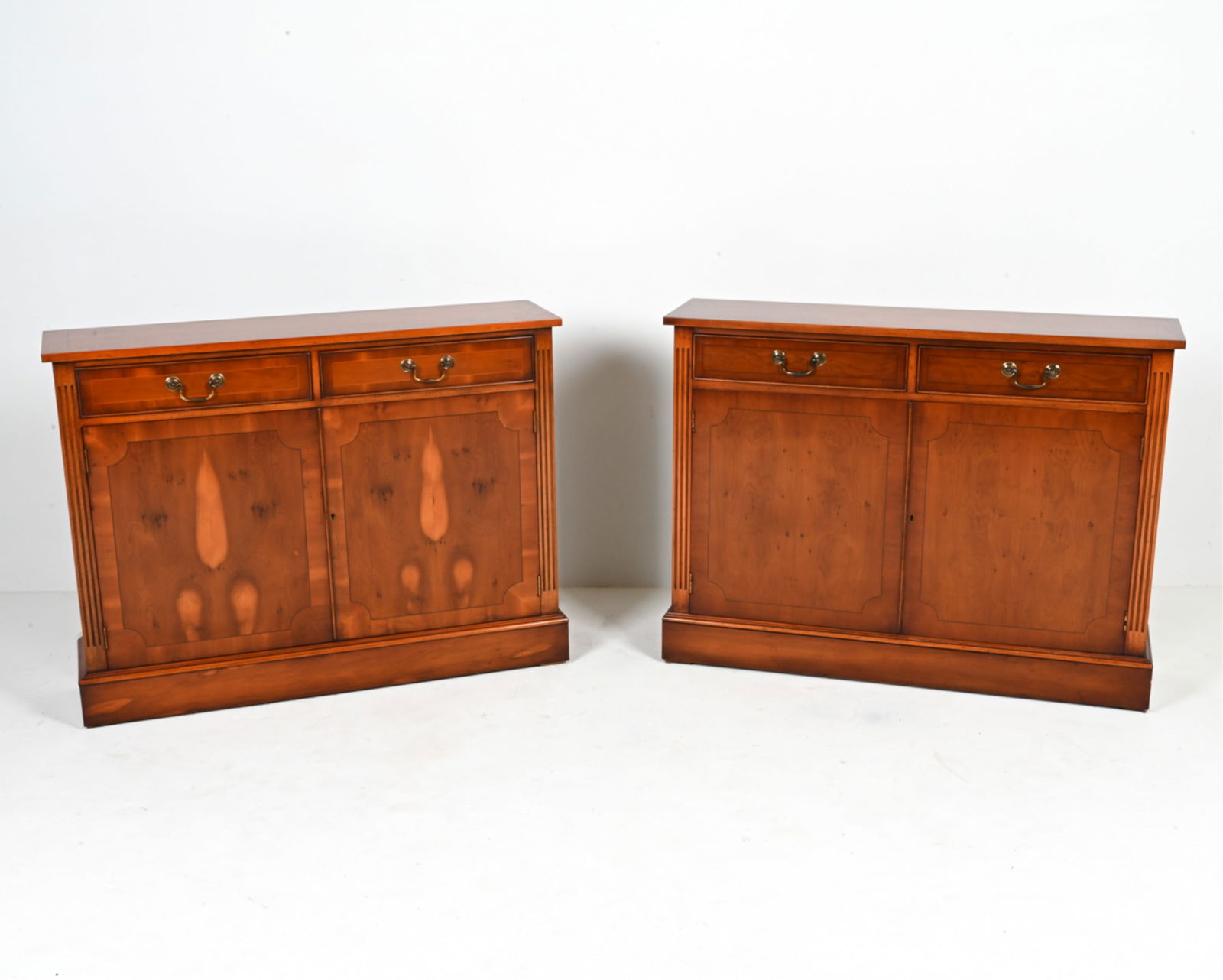 (2) TRADITIONAL BURLWOOD INLAID CONSOLE CABINETS (1 of 16)