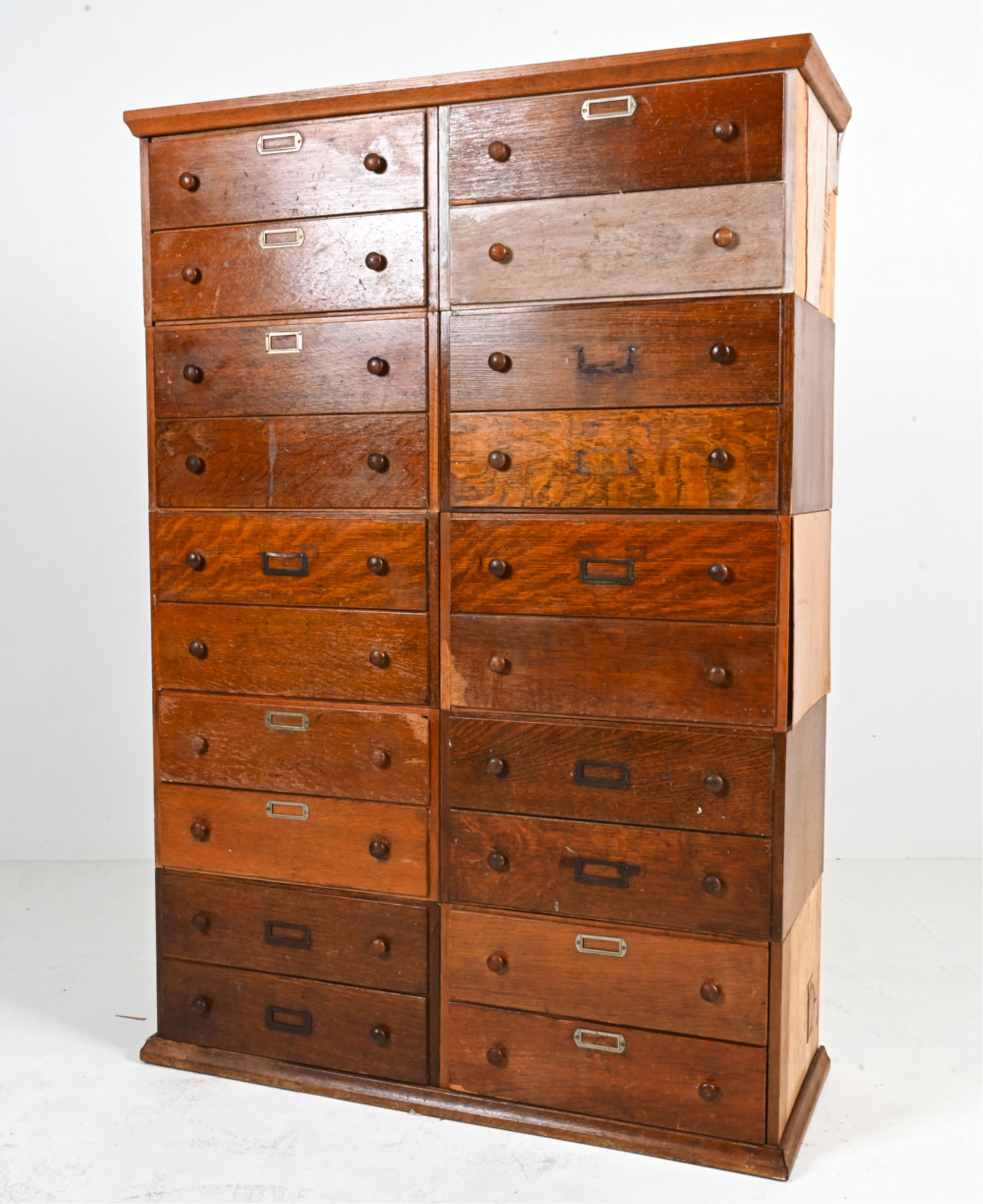 ANTIQUE OAK MODULAR FILE OR CARD CABINET (1 of 13)