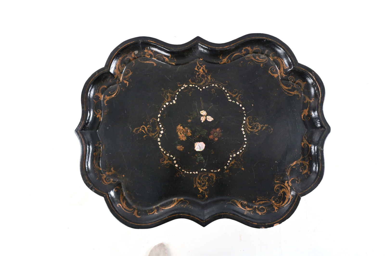 MOTHER OF PEARL INLAID PAPIER-MACHE TRAY TABLE (1 of 15)