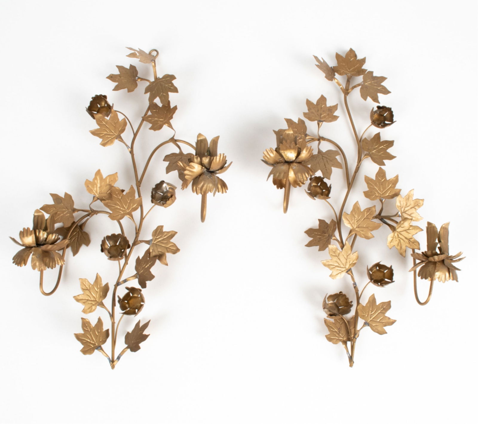 PAIR OF VINTAGE TOLE PAINTED CANDELABRA SCONCES (1 of 6)