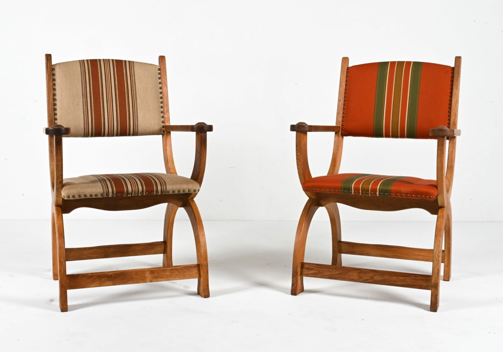 (2) RARE ATTR. HENNING KJAERNULF CURULE ARMCHAIRS (1 of 15)