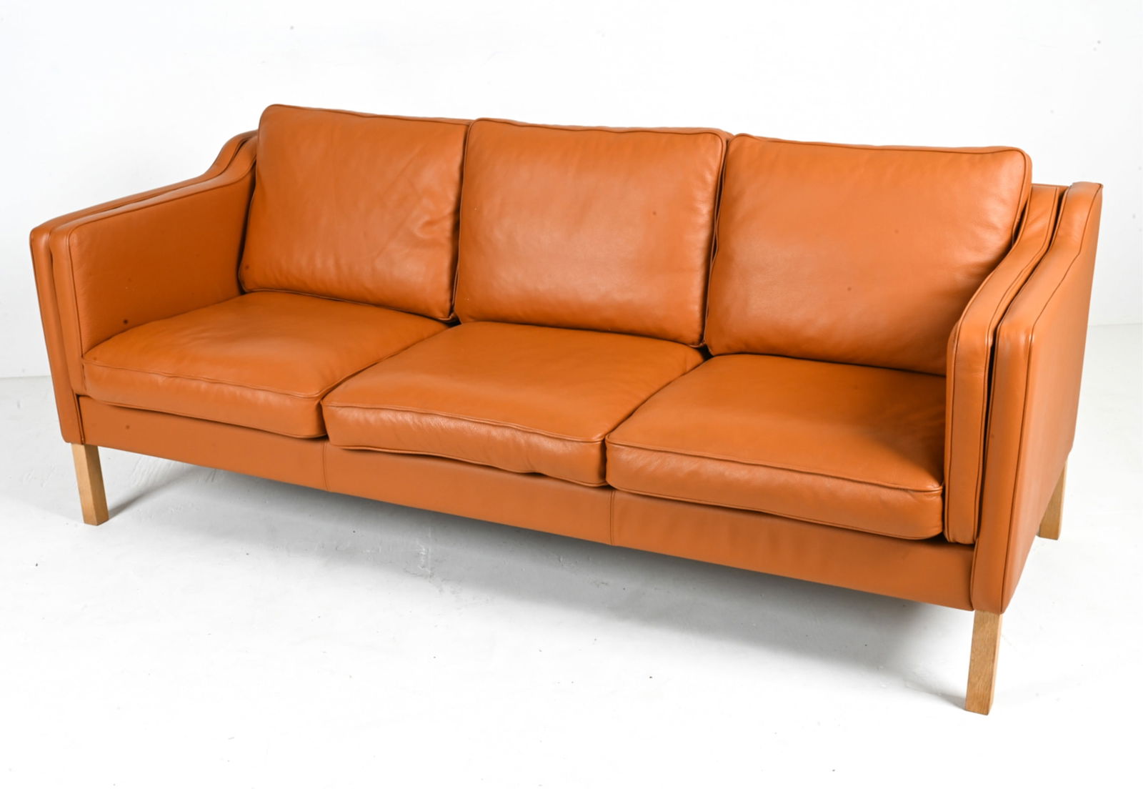 MANNER OF BORGE MOGENSEN LEATHER & OAK SOFA (1 of 16)