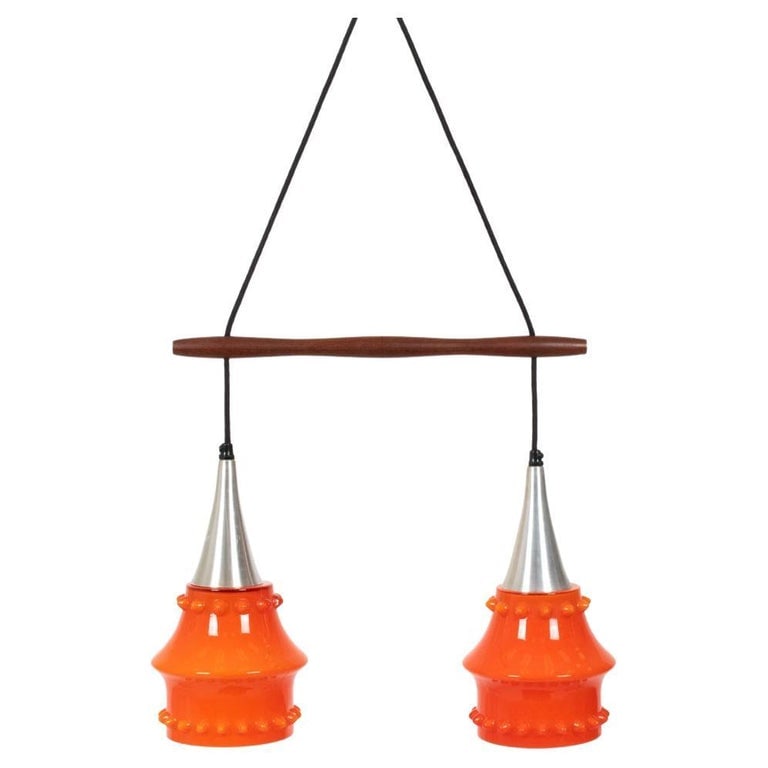 SCANDINAVIAN TEAK & CASED GLASS CHANDELIER (1 of 15)