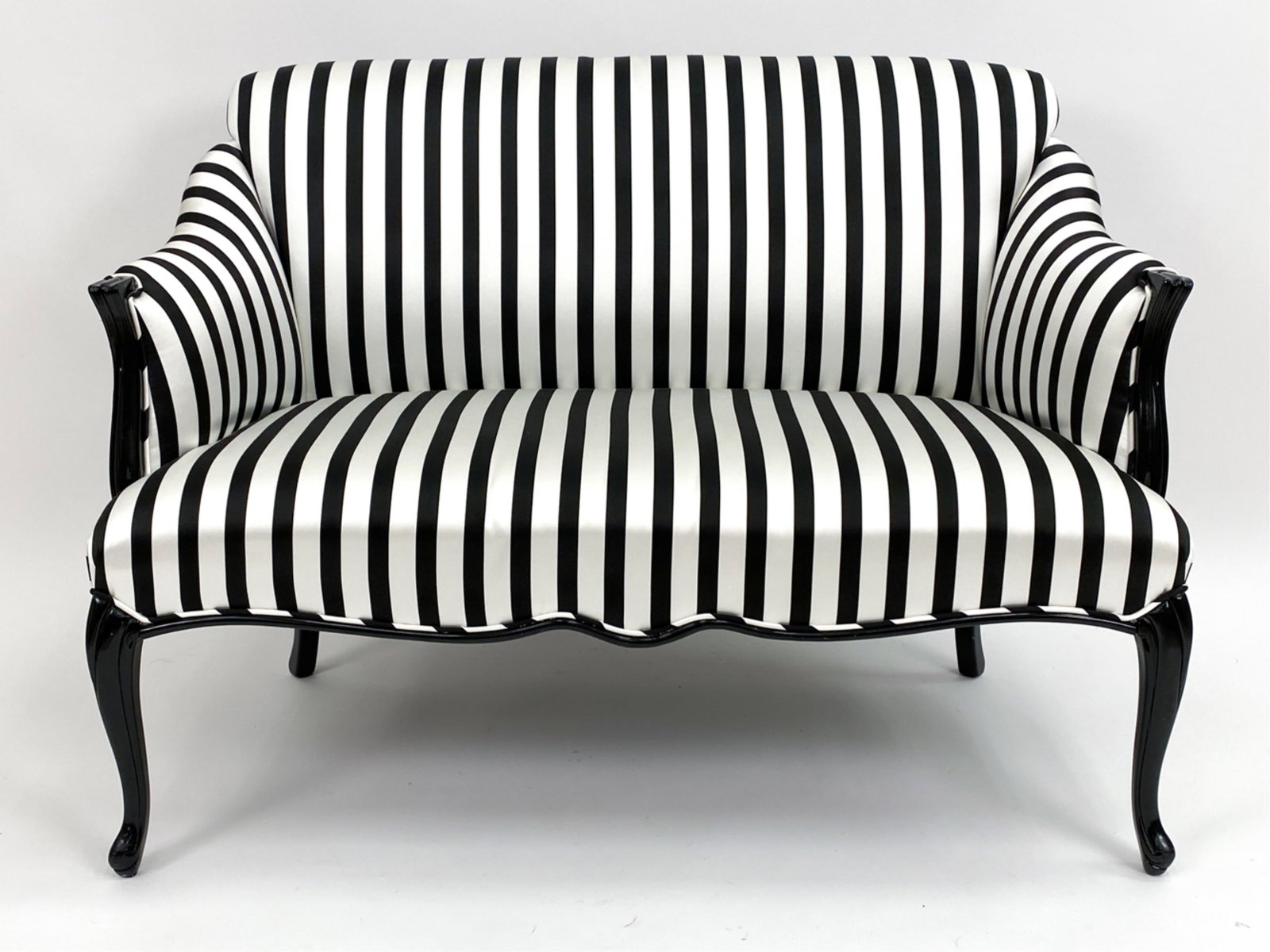 UPHOLSTERED BLACK & WHITE STRIPE SETTEE (1 of 11)