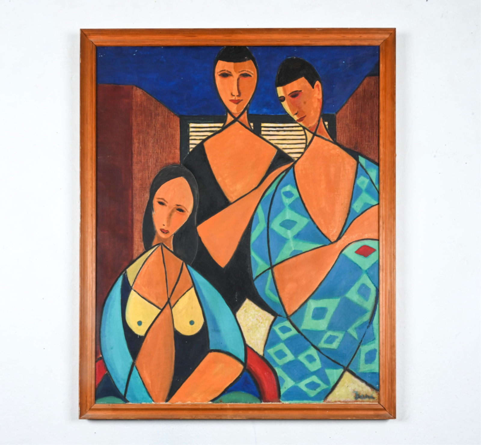 MID-CENTURY CUBIST-STYLE O/C, SIGNED (1 of 6)