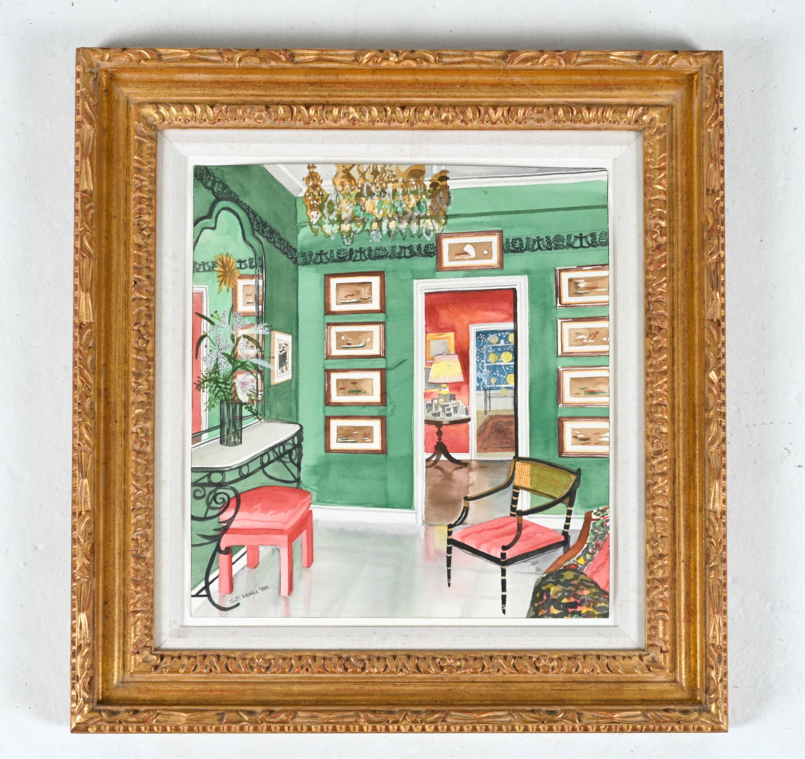 ORIGINAL S.F. KEALY WATERCOLOR INTERIOR SCENE (1 of 8)