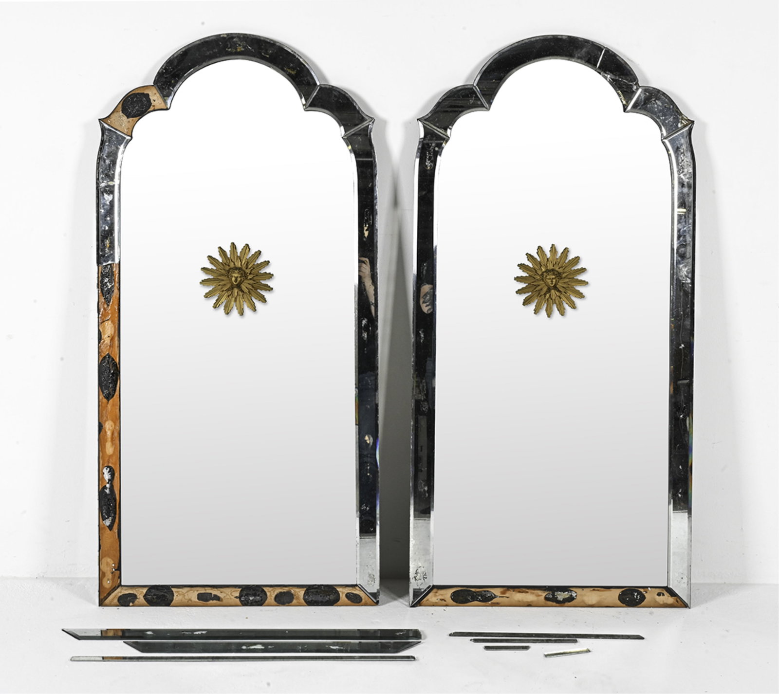 PAIR OF ITALIAN PANELED MEDALLION MIRRORS, AS-IS (1 of 14)