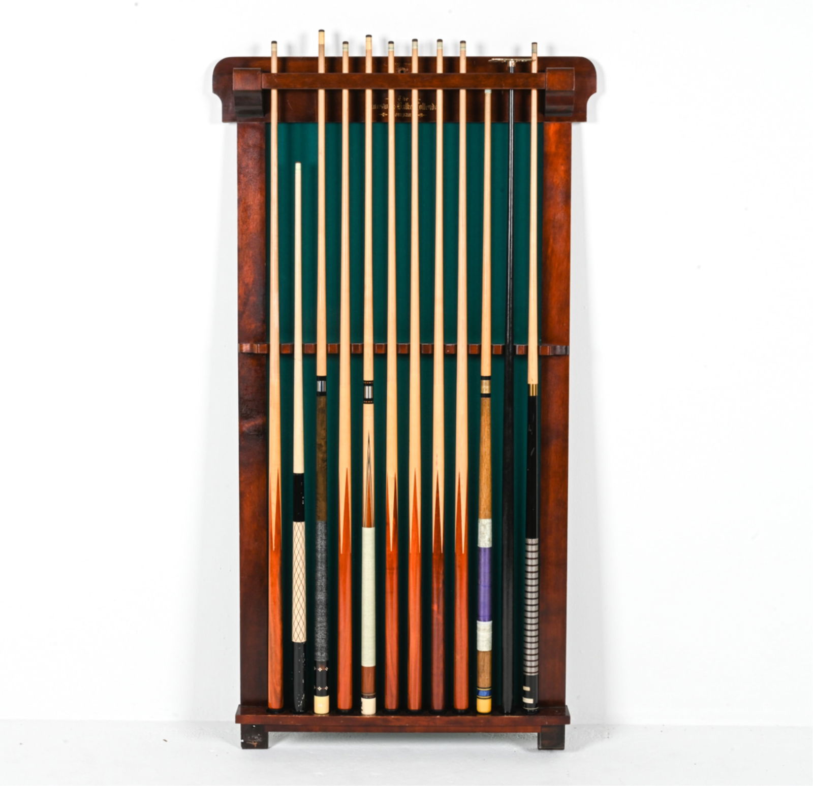 ANTIQUE BRUNSWICK-BALKE POOL CUE RACK WITH CUES (1 of 15)
