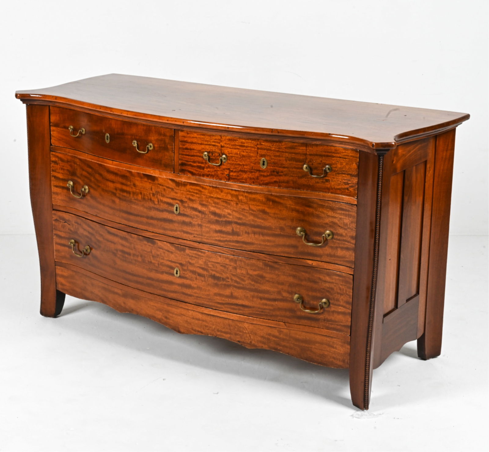 ANTIQUE SERPENTINE-FRONT CHEST OF DRAWERS (1 of 19)