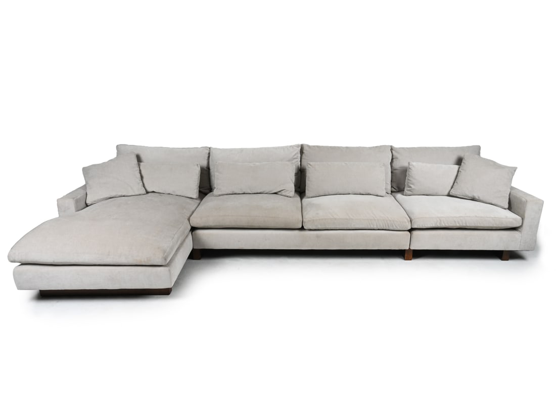 WEST ELM SECTIONAL SOFA IN GRAY CHENILLE (1 of 17)