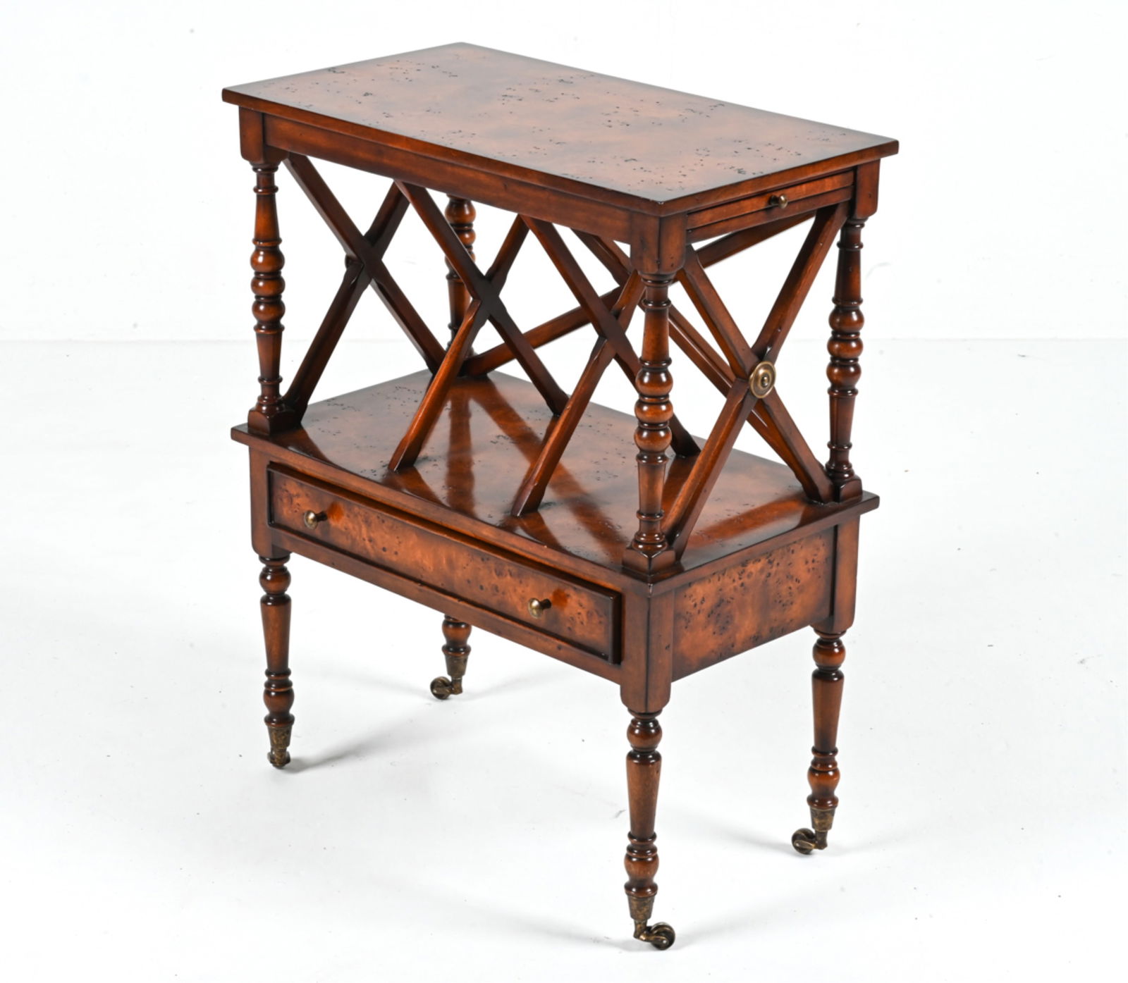 REGENCY-STYLE BURLWOOD CANTERBURY END TABLE (1 of 14)