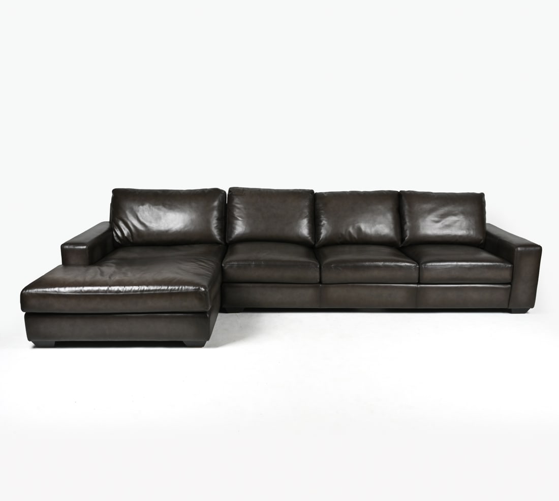 Pottery Barn Leather Sectional Sofa Auction