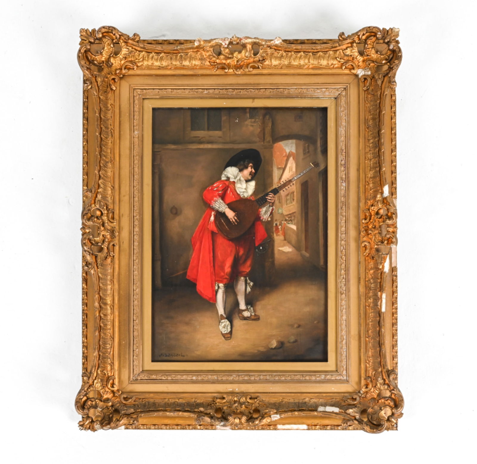 TURN OF THE 20TH C. O/P GENRE SCENE, SIGNED. (1 of 10)