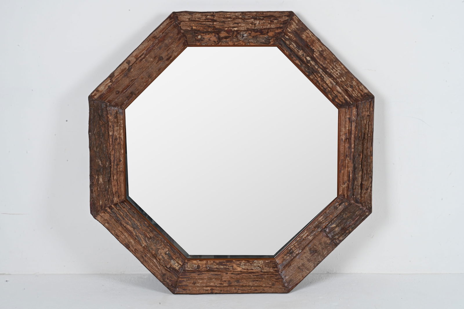 DREXEL OVERSIZED BARK INLAID OCTAGONAL MIRROR (1 of 11)