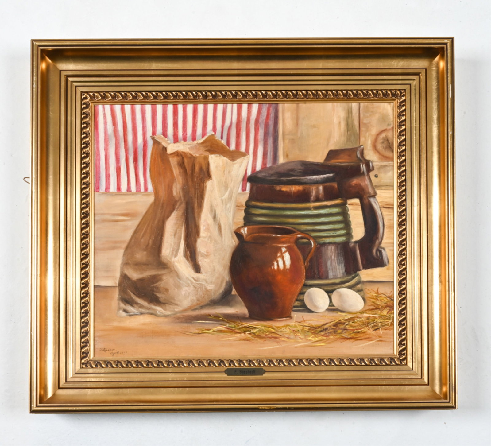 1898 SCANDINAVIAN O/C STILL LIFE, SIGNED SJOSTEDT (1 of 6)