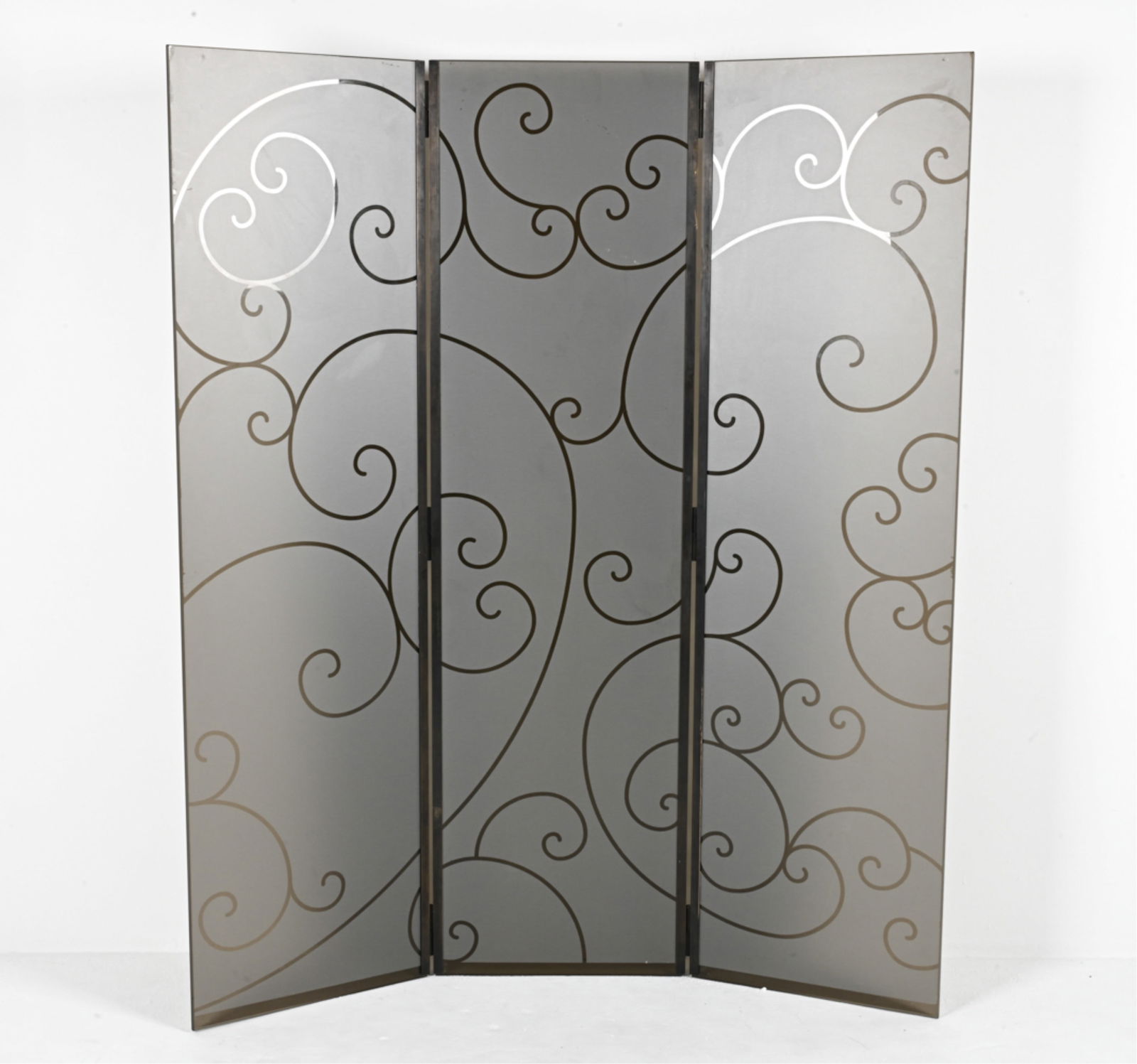 SMOKED GLASS & BRONZE 3-PANEL ROOM SCREEN (1 of 20)