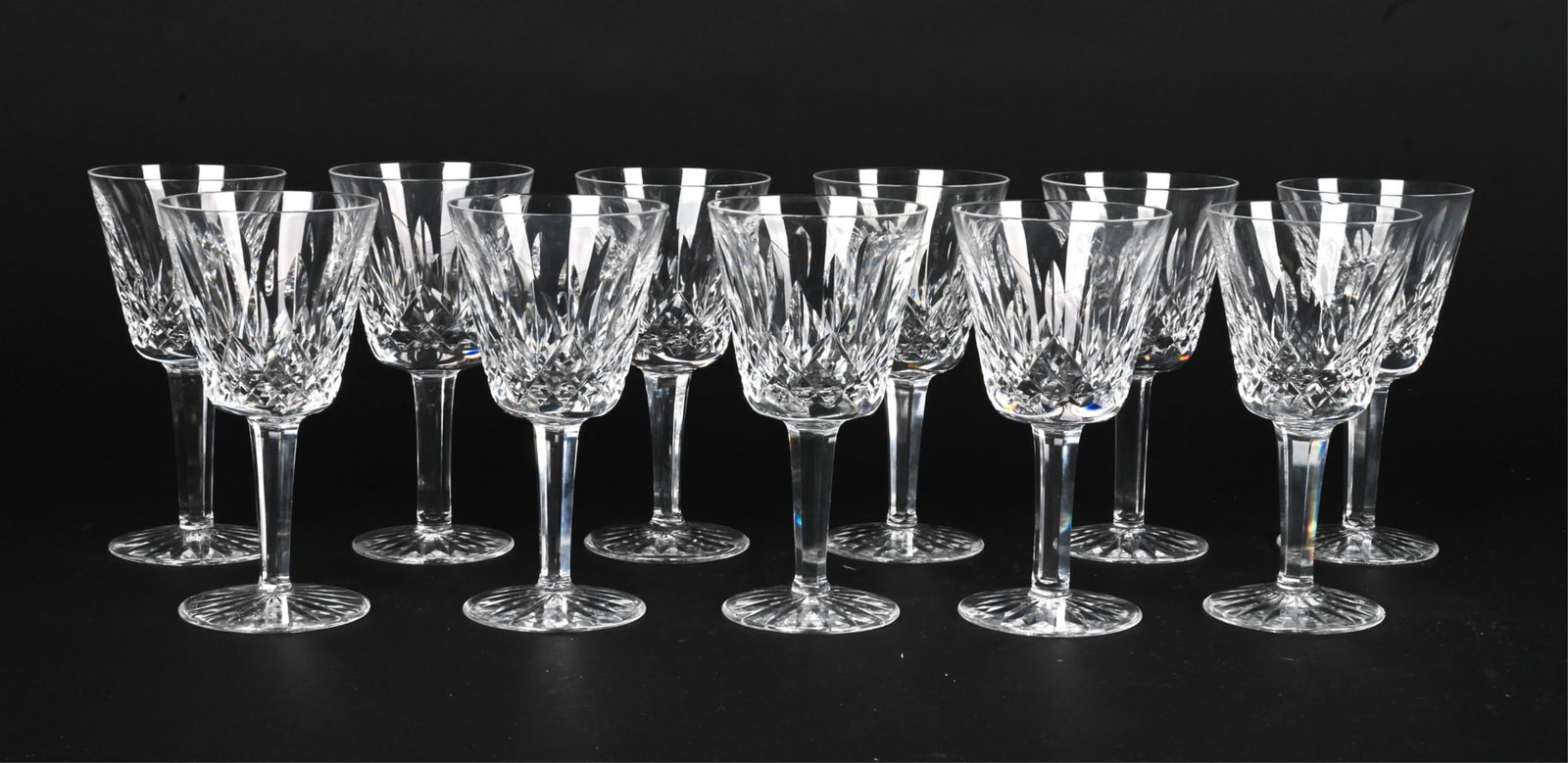 (11) WATERFORD CRYSTAL WINE GOBLETS: Dimension: H 5.75" x Dia. 3"Conditions: (3) Goblets with small chips to rims; one with tiny flea bite to rim.