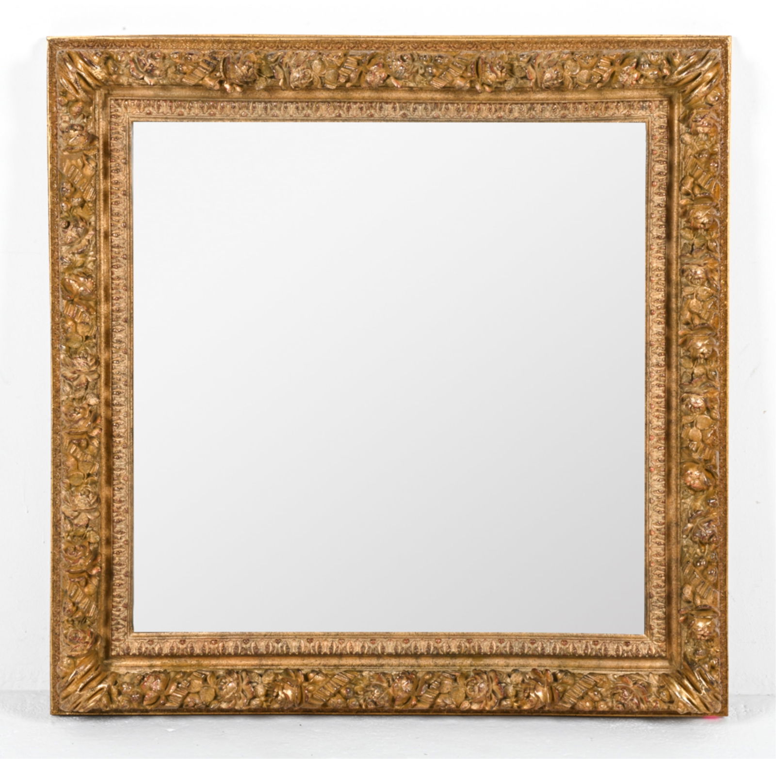 ORNATE CARVED WOOD ROSE MIRROR (1 of 10)