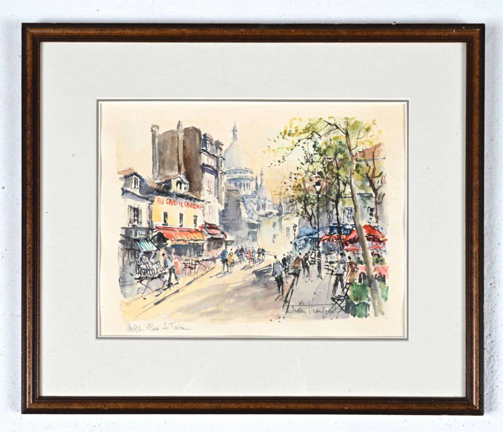 ORIGINAL SIGNED WATERCOLOR; PARIS STREET SCENE (1 of 9)