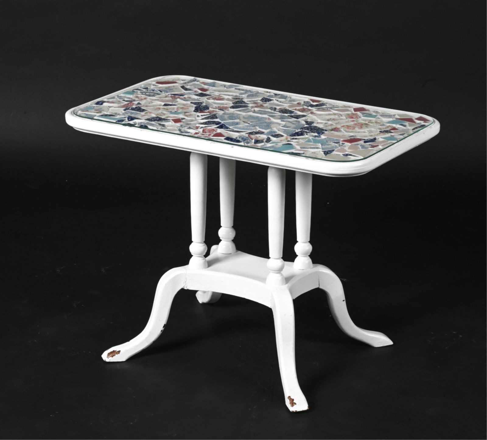 CUSTOM PIQUE ASSIETTE PORCELAIN MOSAIC SIDE TABLE (1 of 15)