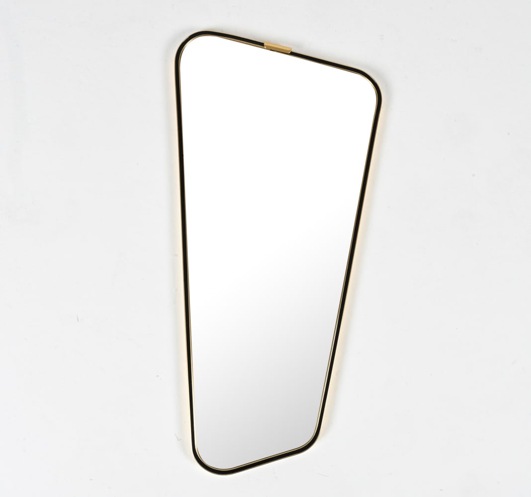 ATOMIC AGE BRASS WALL MIRROR, C. 1950'S (1 of 9)