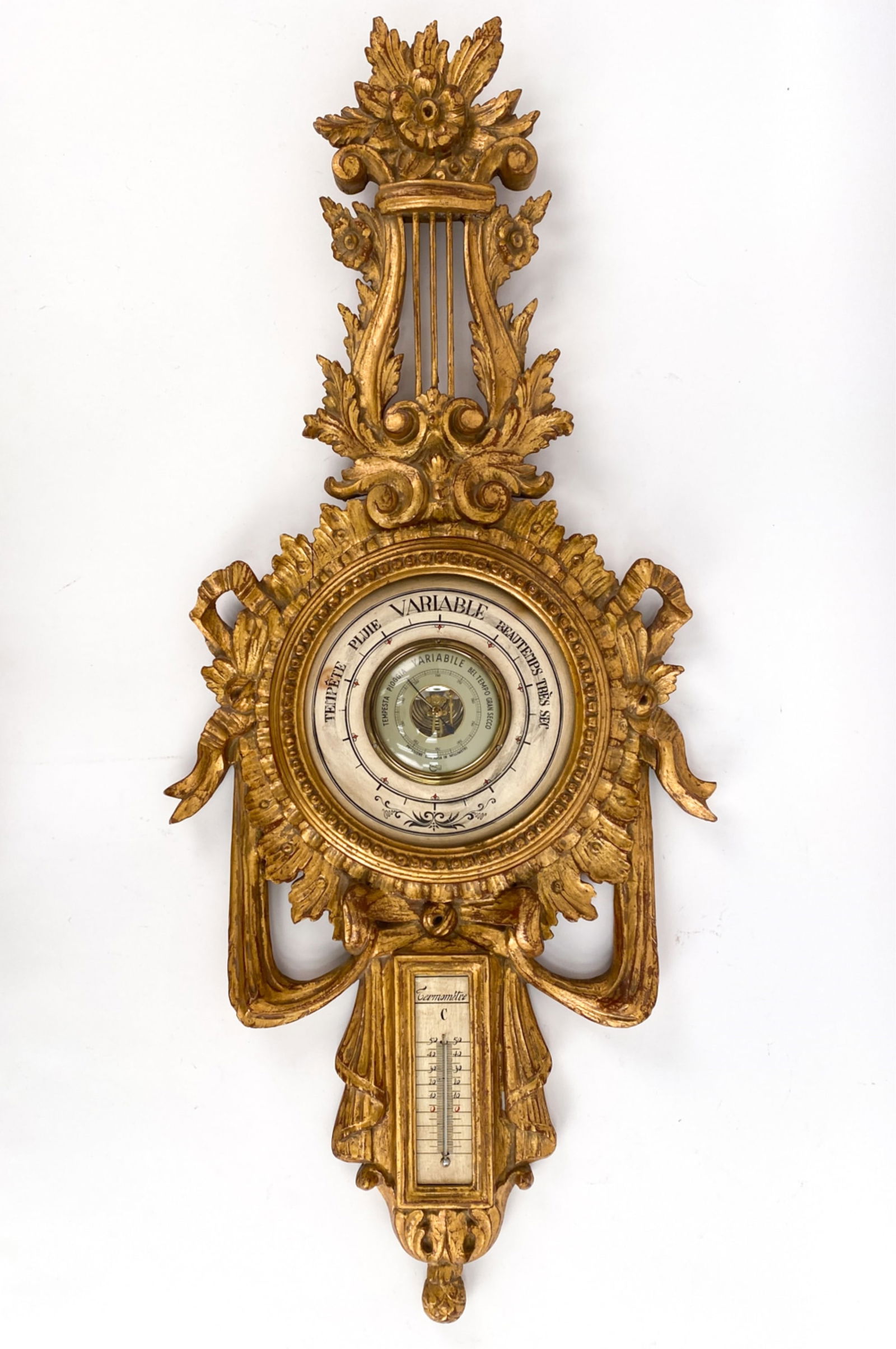 VINTAGE ITALIAN CARVED BAROMETER (1 of 11)