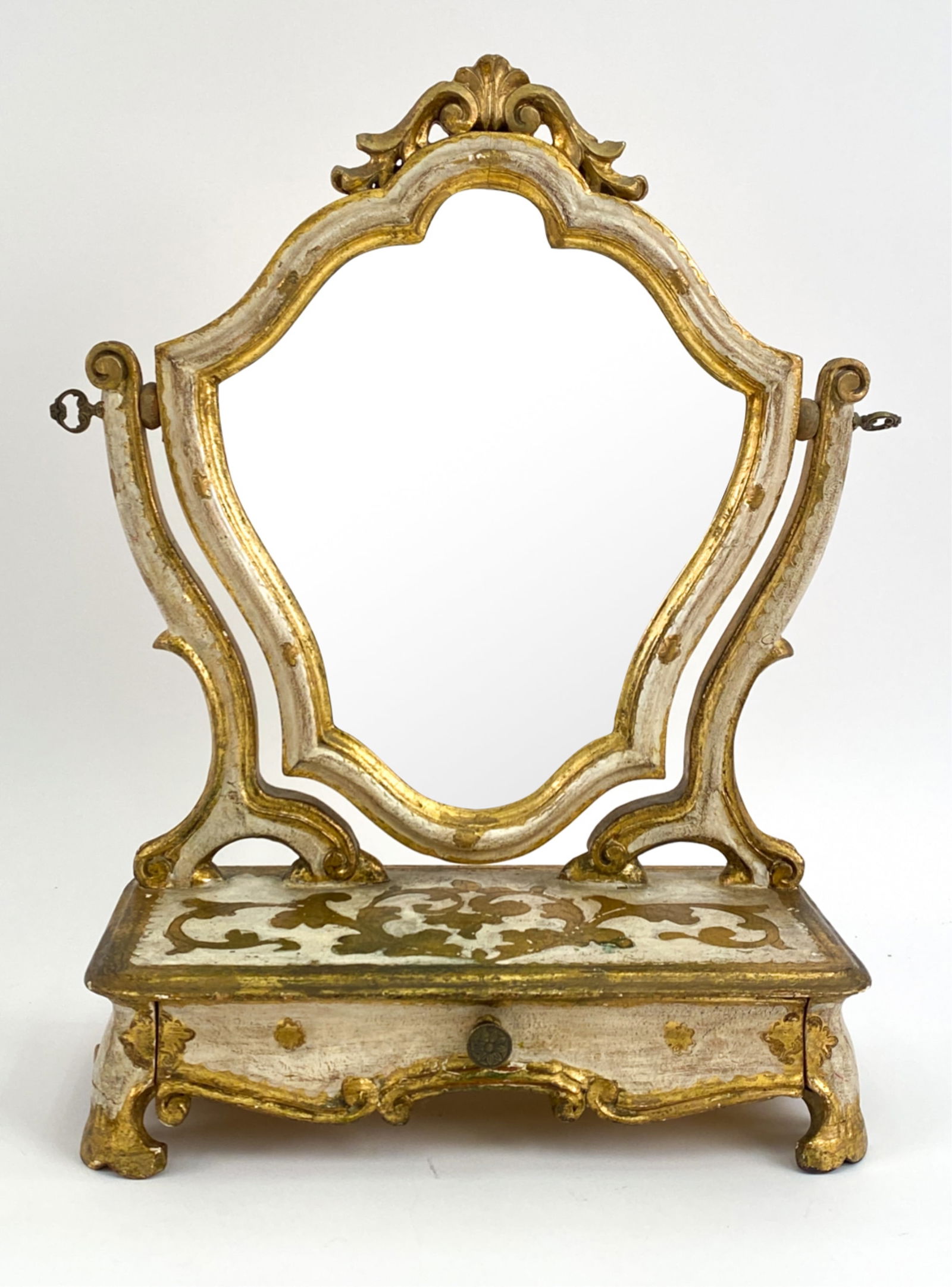 VINTAGE PAINTED FLORENTINE VANITY/SHAVING MIRROR (1 of 13)