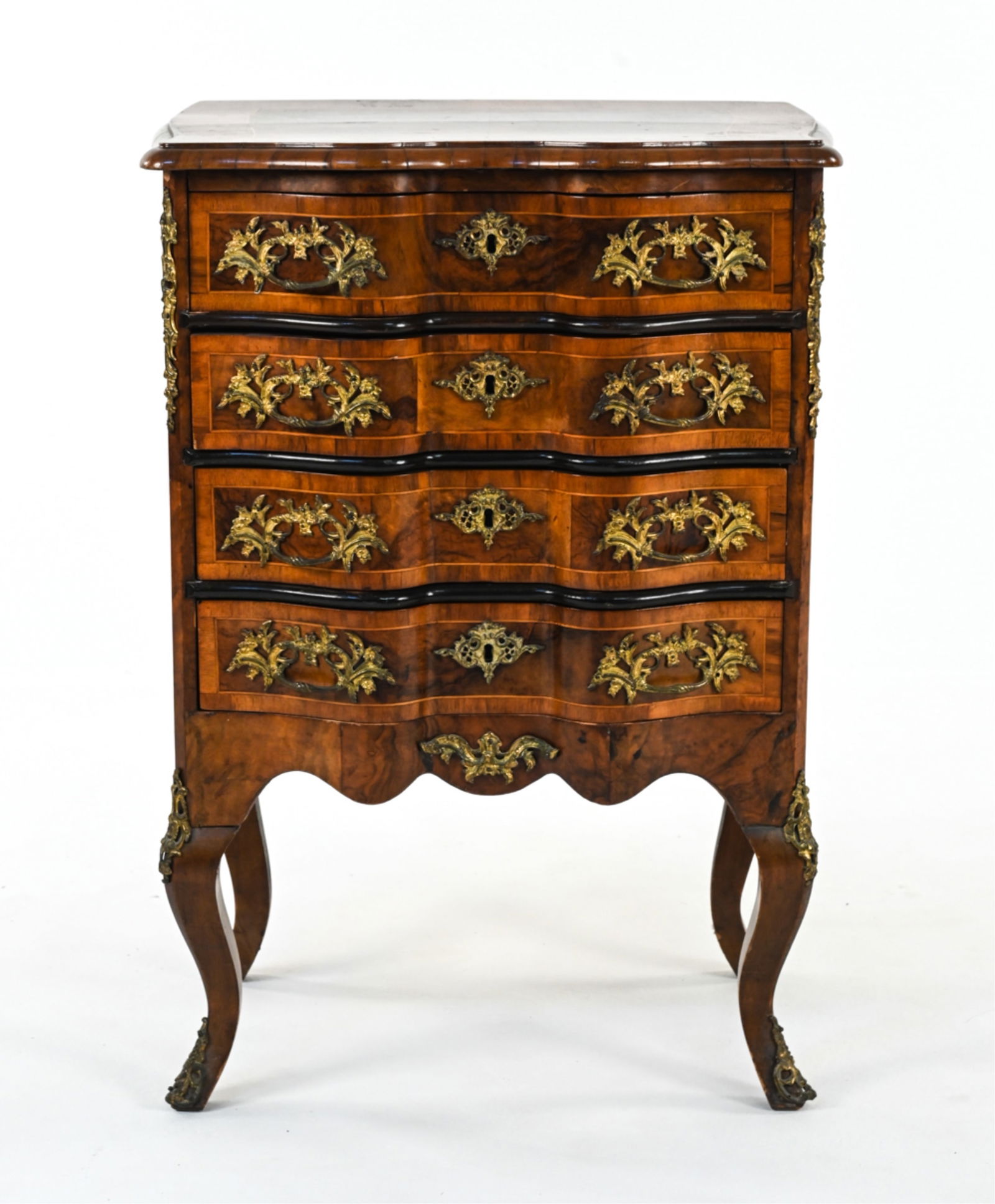 LOUIS XV STYLE BURLWOOD PARQUETRY PETITE CHEST (1 of 15)