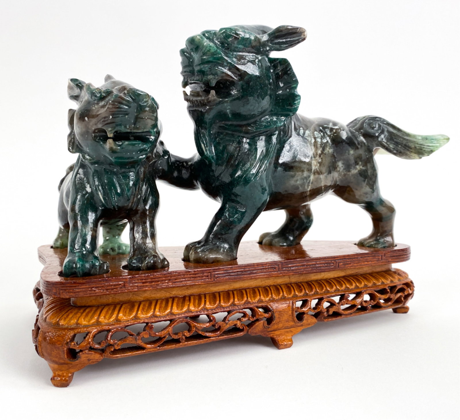 CHINESE CARVED STONE FOO LIONS (1 of 10)