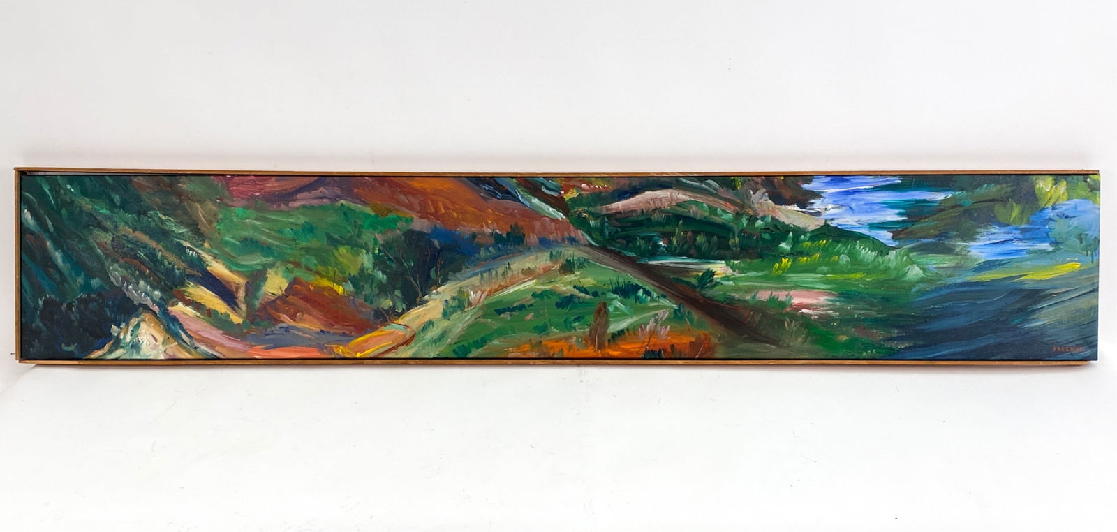 HERM FREEMAN (20TH C.) LONG LANDSCAPE O/C (1 of 7)